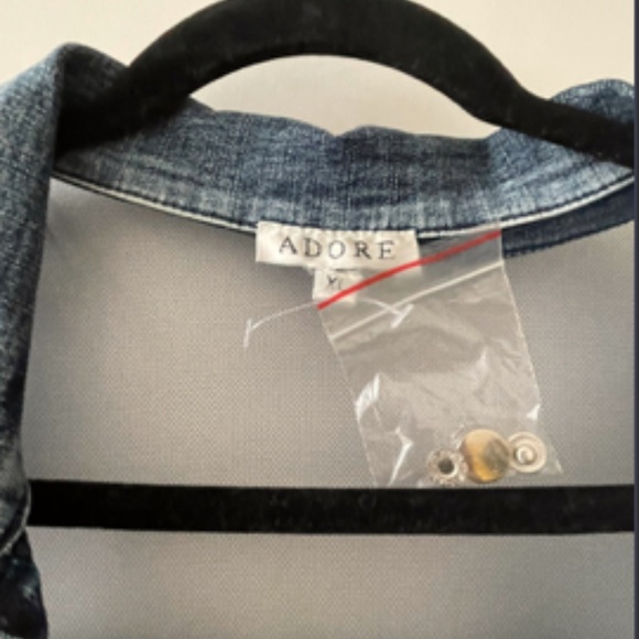 (NWOT) ADORE Raw Hem, Long line, Embellished Denim Jacket - Picture 5 of 7
